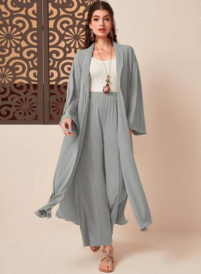 Take Two  Women Grey Kimono and Wide Leg Trousers Co-Ords for Women | Best Price UAE